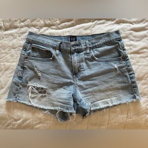 GAP Women's Faded Blue Ripped Jean Shorts
